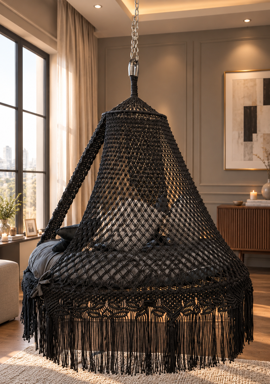 Dusty Macrame hanging hammock bed swing