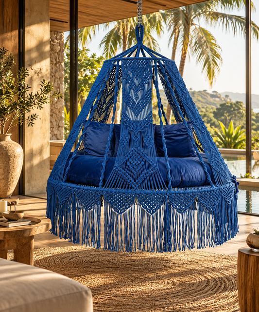 Handmade Macrame Bed Swing (Blue Hug)