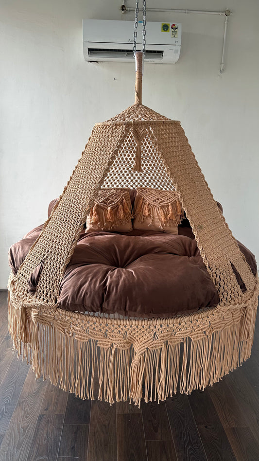 Handwoven Macrame Bronzer Big Bed Swing for adults