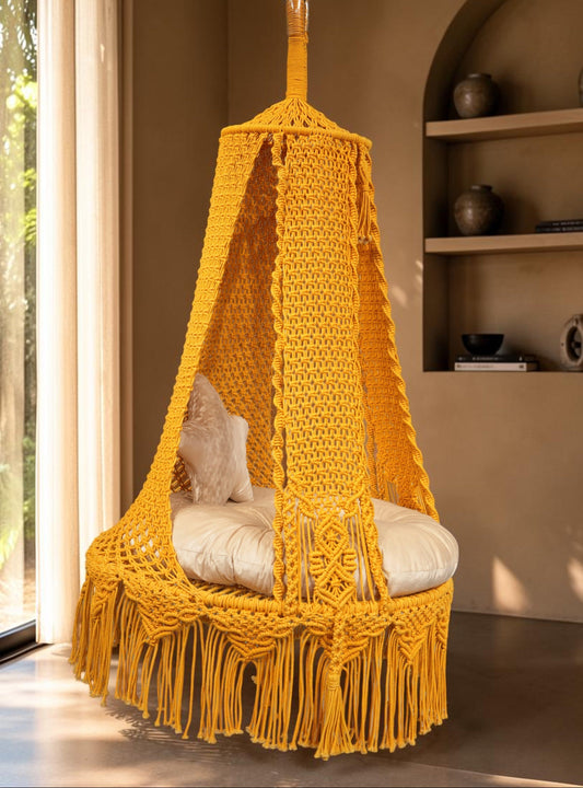 Yellow Bingsu macrame hanging macrame swing