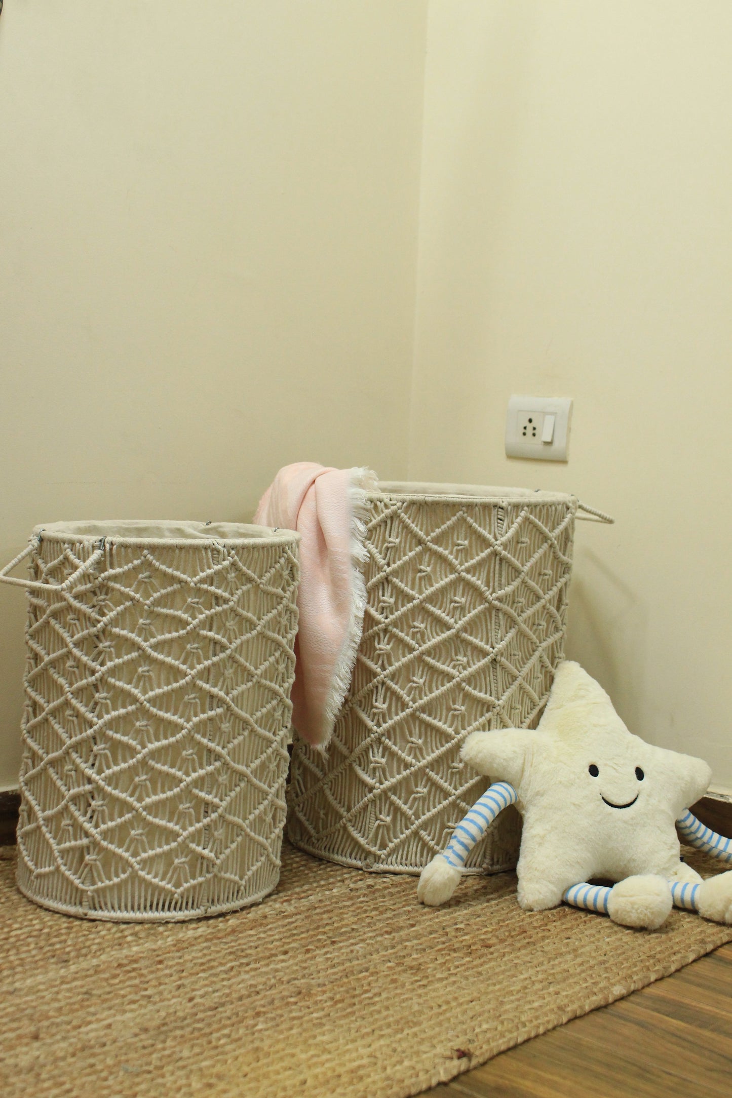 White Sand Laundry Baskets - Set Of 2