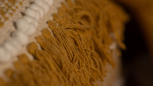 Tribal-Inspired Mustard Yellow and Cream lumbar cushion