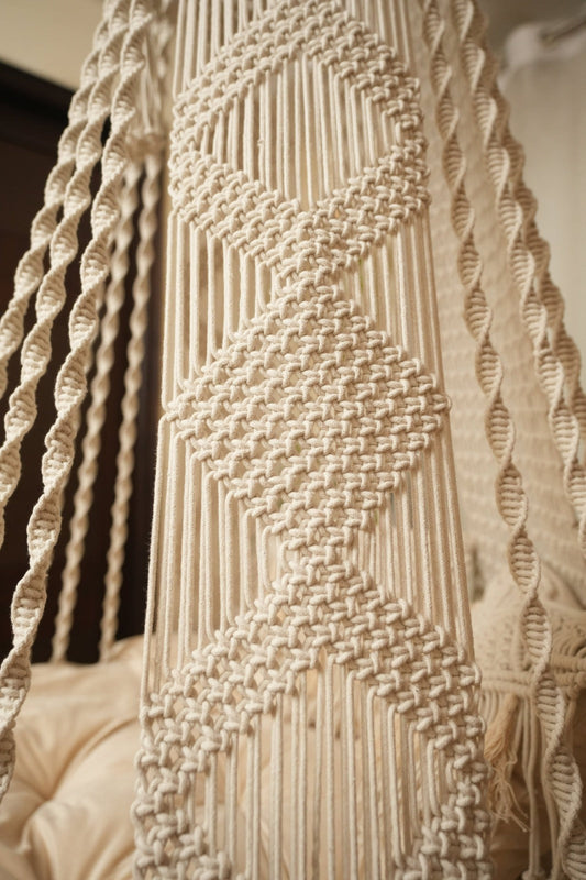 Cream White single seater hanging chair - Swing Saga