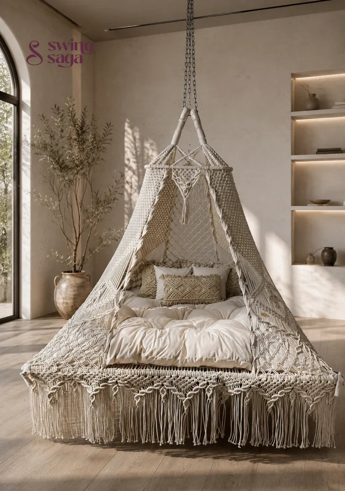 Alva Square Bed Swing - White / 70 Inches