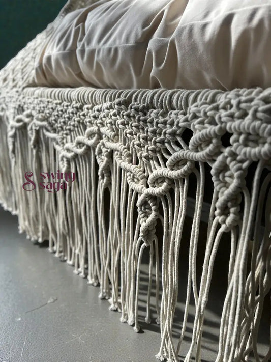 Ivory Macrame Bed Swing - Swing Saga