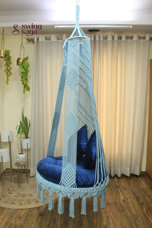 Aqua Blue single seater hanging chair - Swing Saga