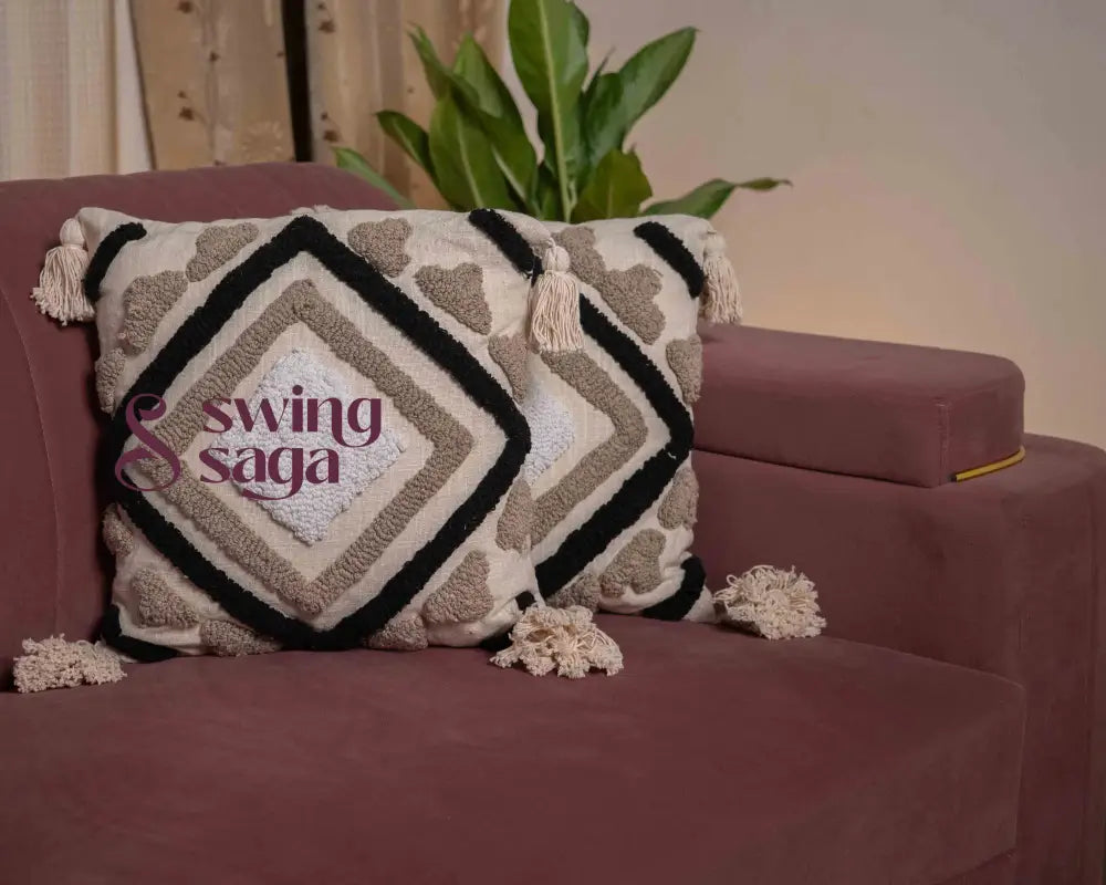 Artisan Crafted Accent Pillow with Tribal-Inspired Patterns - Set of 2 16x16 inches