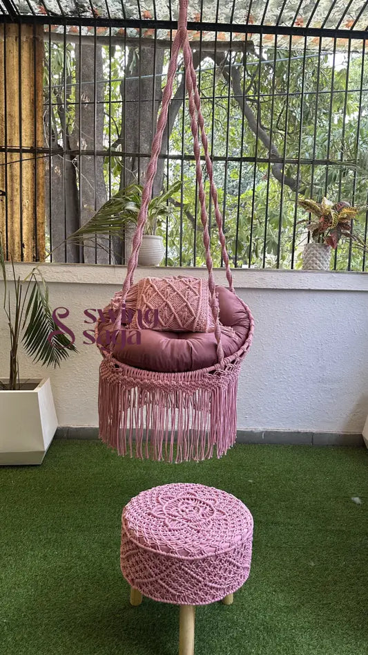 Baby Rose Chair Swing And Ottoman Set