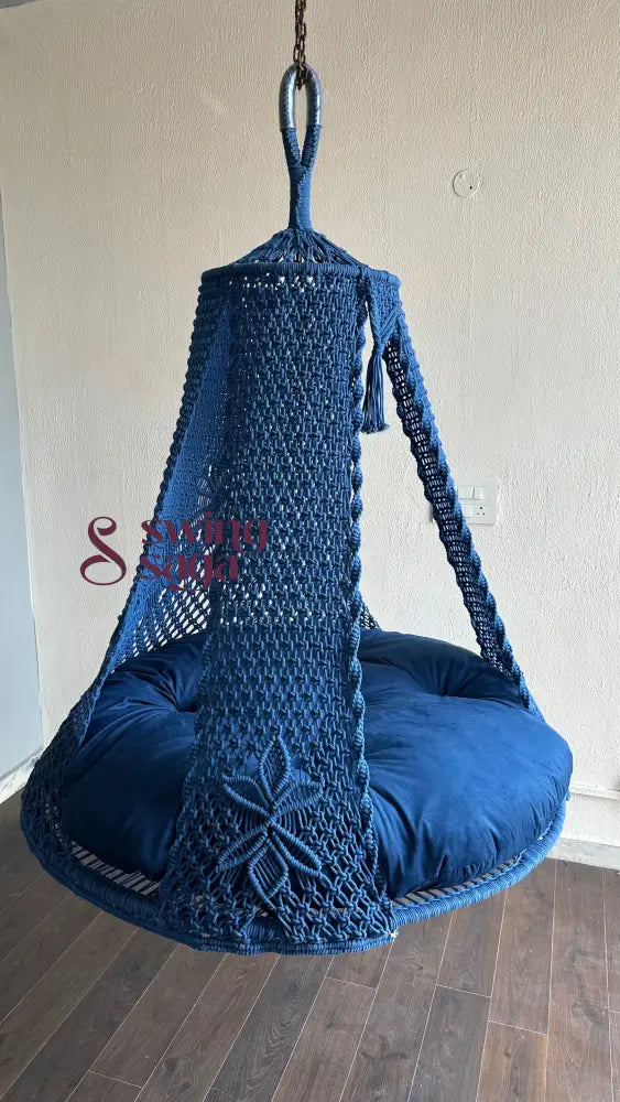 padded seat and cushions on dual seater swing for extra comfort and relaxation.