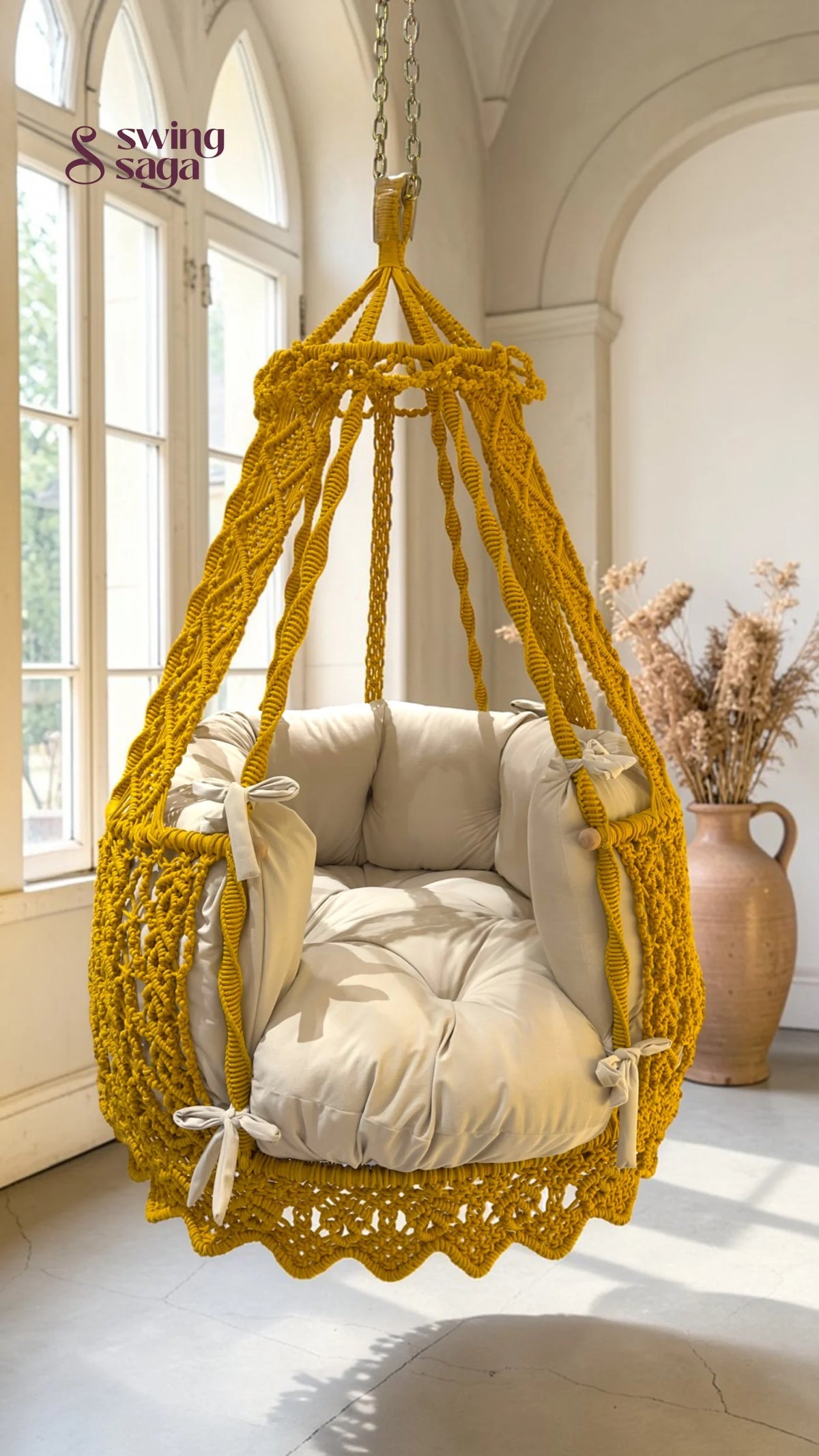 Yellow single seater hanging chair - Swing Saga