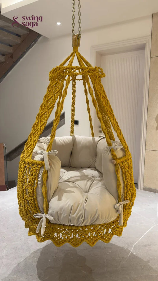 Yellow single seater hanging chair - Swing Saga