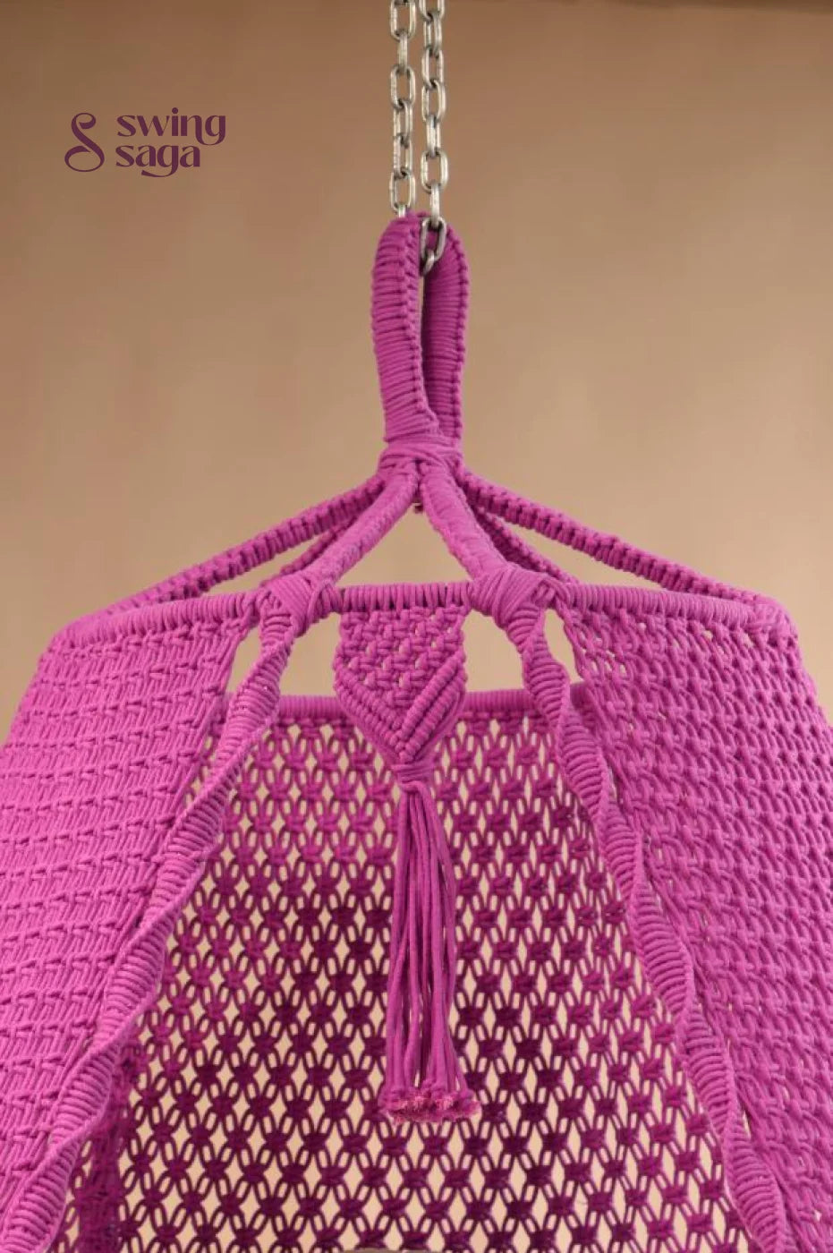 Berry Luxe -Handcrafted Cotton Macramé Bed Swing - 65 Inches / Magenta