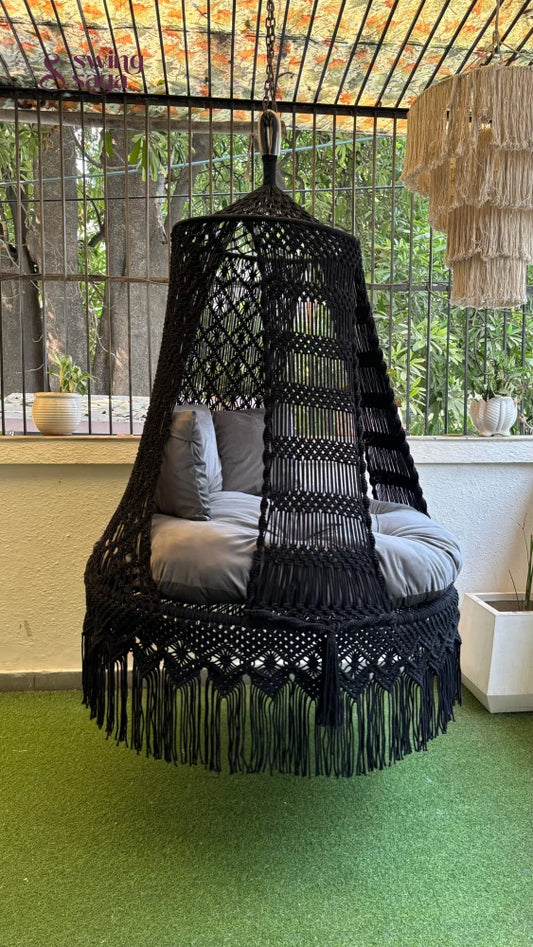 Black Double seater hanging chair - Swing Saga