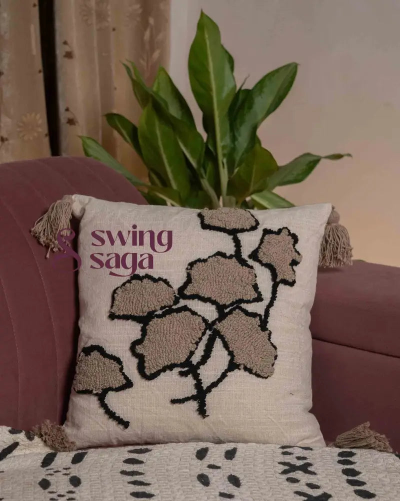 Black embossed premium cushion with cushion filler - Set of 1 16x16 inches