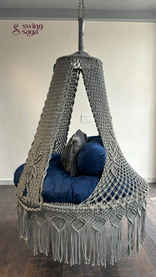 Light Grey / Blue Double seater hanging chair - Swing Saga