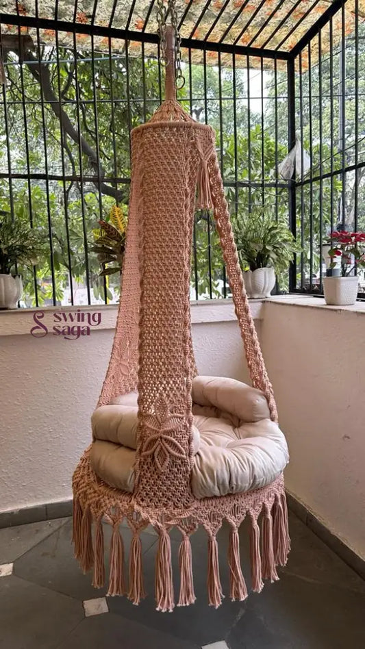 Light Peach single seater hanging chair - Swing Saga