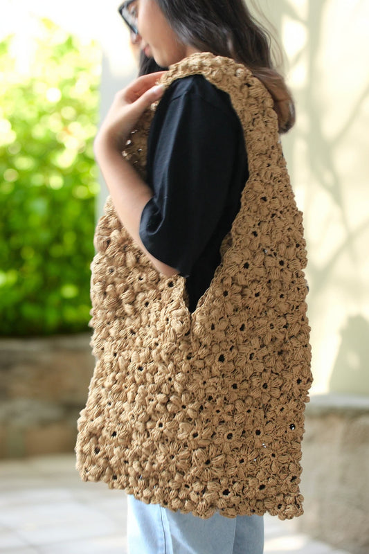 handmade bohomian style rafia shoulder bag for everyday use