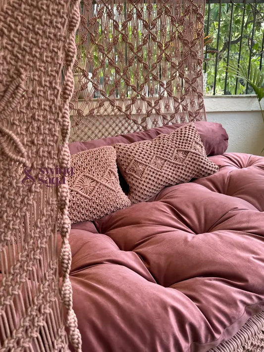 Lush Lux Pink Macrame Bed Swing - Swing Saga