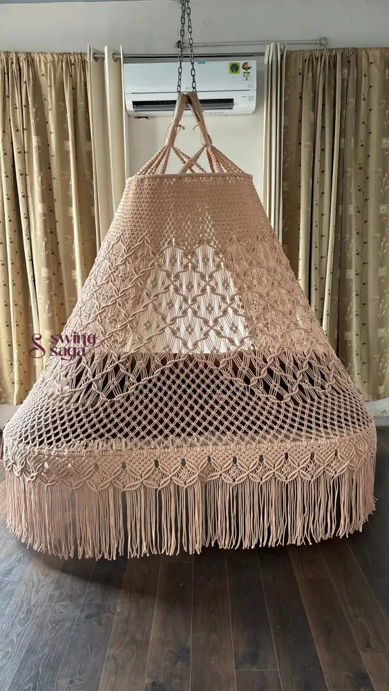 Bronze Aura Lounge Swing 80 Inches / Toffee Peach / Wood Brown