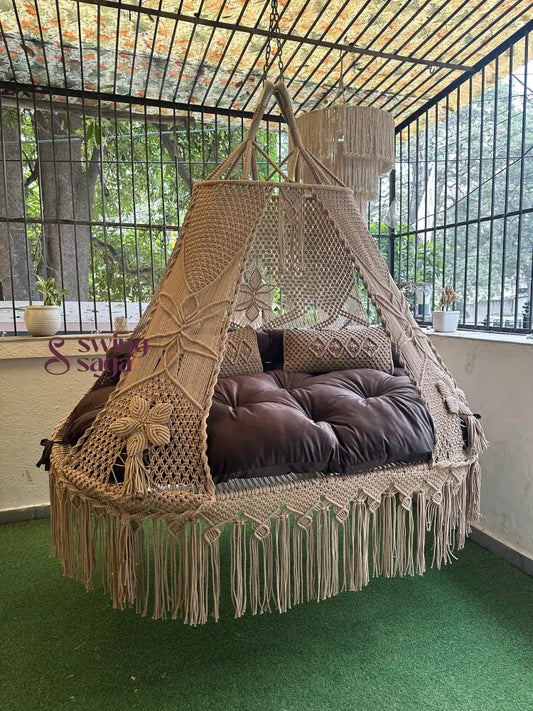 Toffee Peach Macrame Bed Swing - Swing Saga