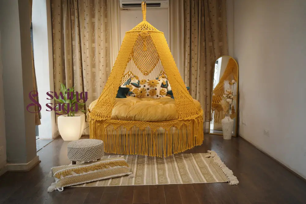 Daisy Hanging Big Bed Swing 70 Inches / Yellow