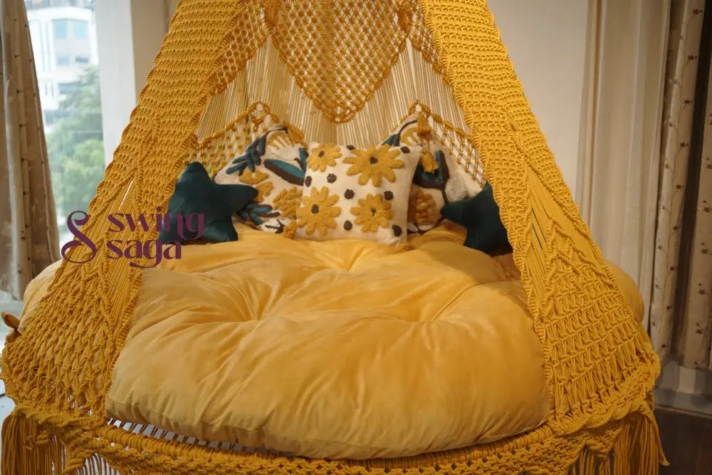 Daisy Hanging Big Bed Swing 70 Inches / Yellow