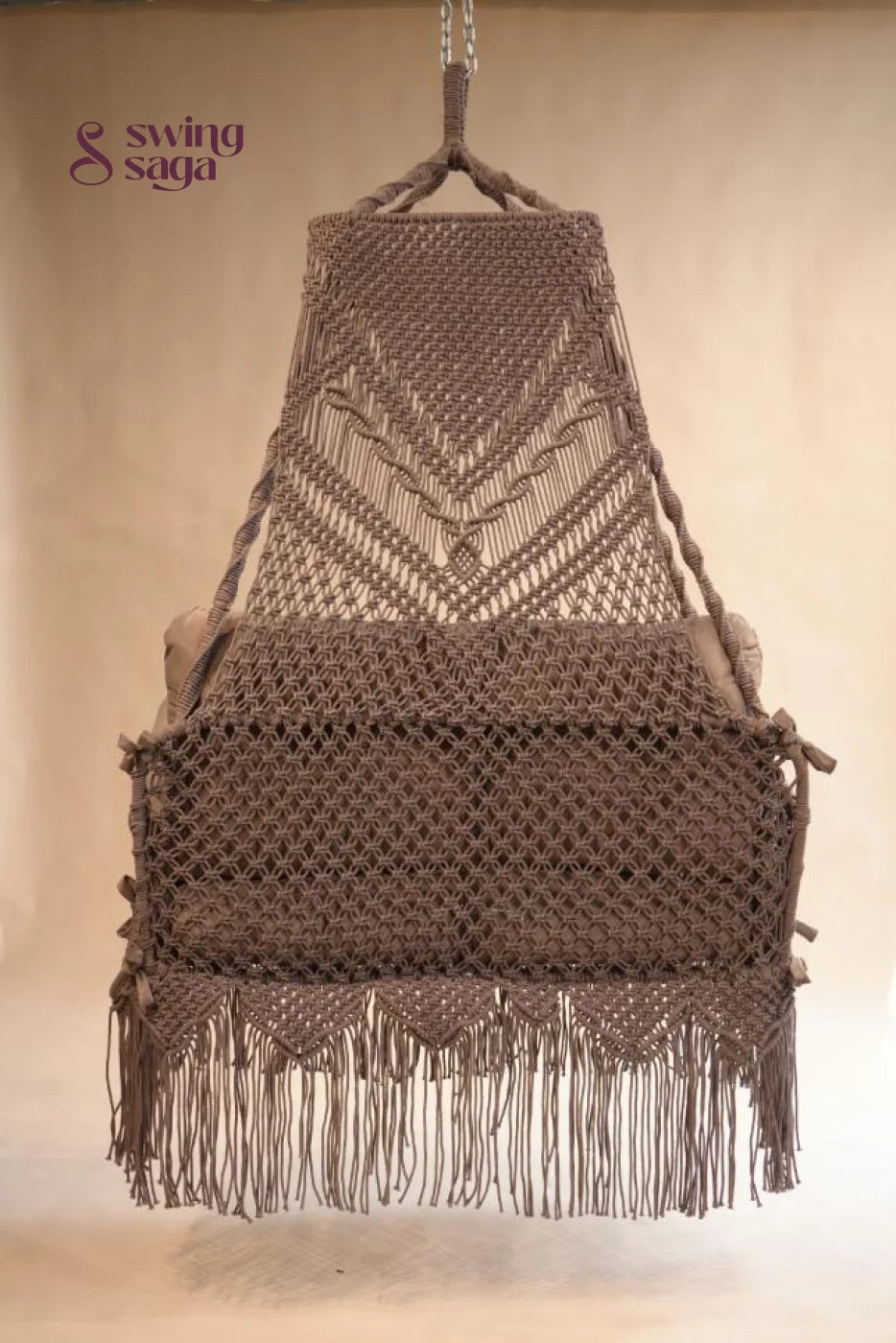 Dune, Handcrafted Cotton Macramé Sofa Swing - 48*25 Inches / Ash brown
