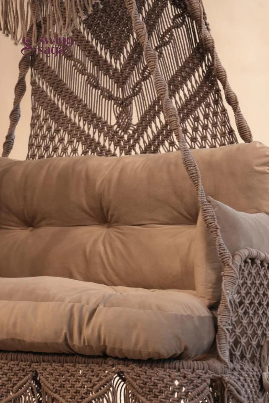 Dune, Handcrafted Cotton Macramé Sofa Swing - 48*25 Inches / Ash brown