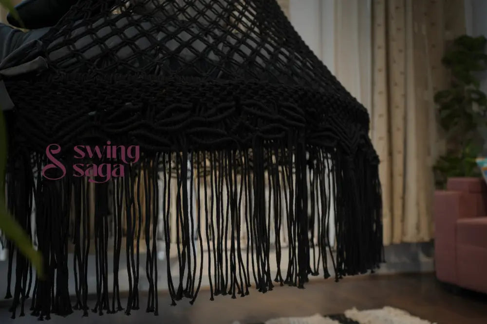 Dusty Macrame hanging hammock bed swing 60 Inches / Black
