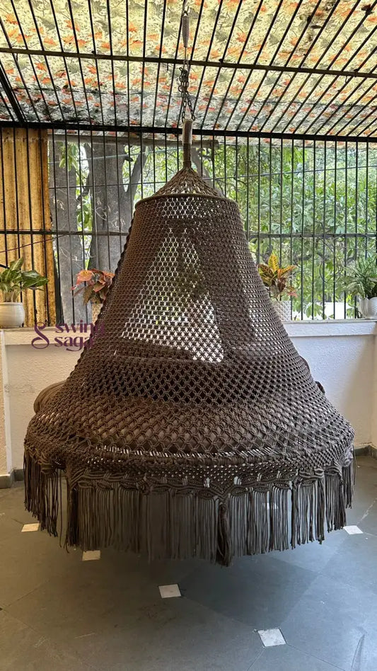 Ash Brown Macrame Bed Swing - Swing Saga