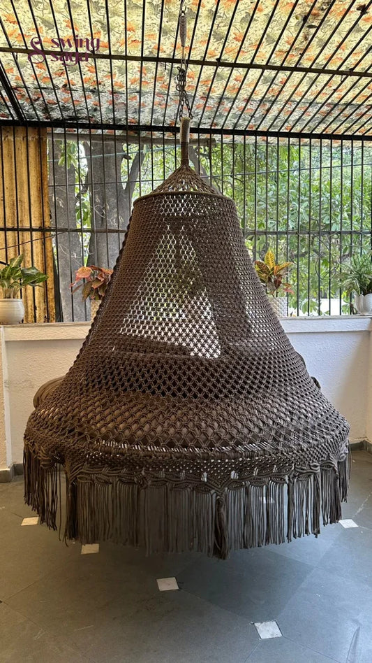 Ash Brown Macrame Bed Swing - Swing Saga