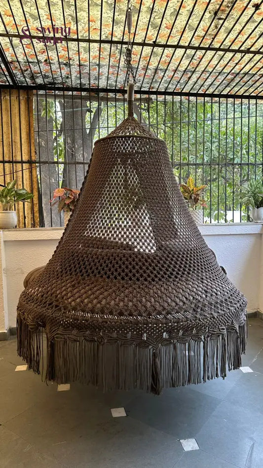 Ash Brown Macrame Bed Swing - Swing Saga