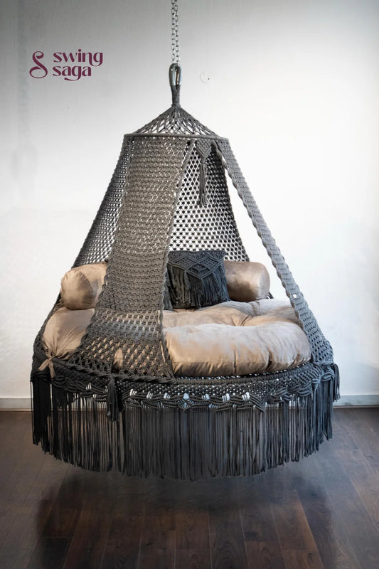 Ecofriendly Ash Brown Big Bed Swing by Swing Saga - 70 Inches / Ash Brown / IN