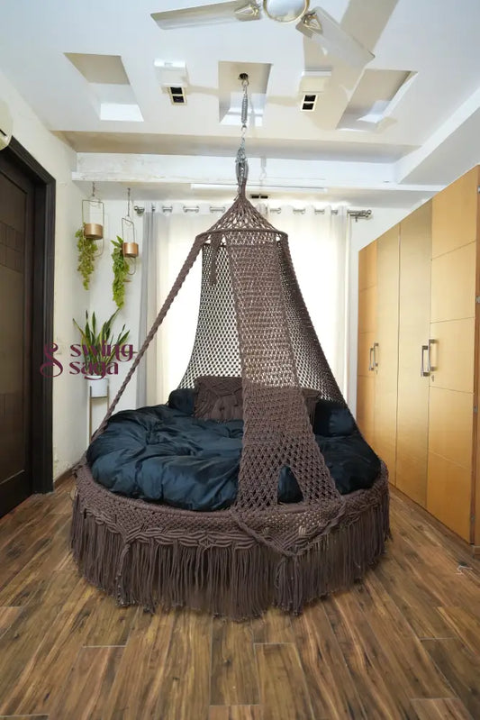 Mocha Brown Macrame Bed Swing - Swing Saga