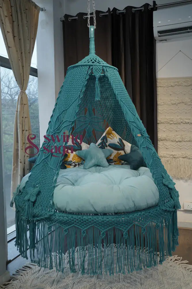 Gulaab Hanging bed swing for adults 60 Inches / Teal Blue