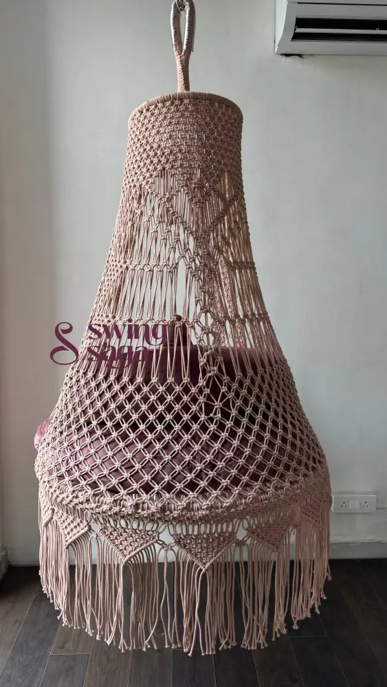 Gulmohar Macrame Swing – Indoor/Outdoor Hanging Set 40 inches / Lush Lux Pink / Lush Lux Pink
