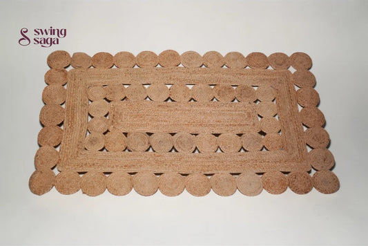 Rectangular doormat with a wicker pattern on a white background