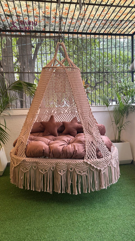 Wood Brown Double seater hanging chair - Swing Saga
