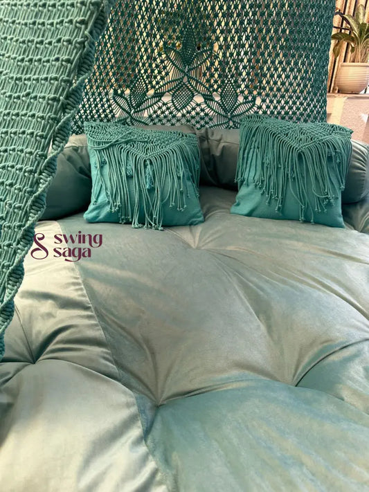 Aqua Blue Macrame Bed Swing - Swing Saga