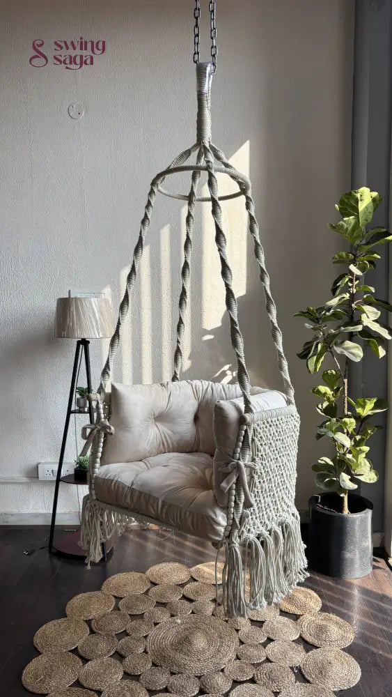 Off White single seater hanging chair - Swing Saga