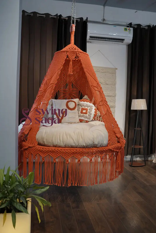 Rust Macrame Bed Swing - Swing Saga