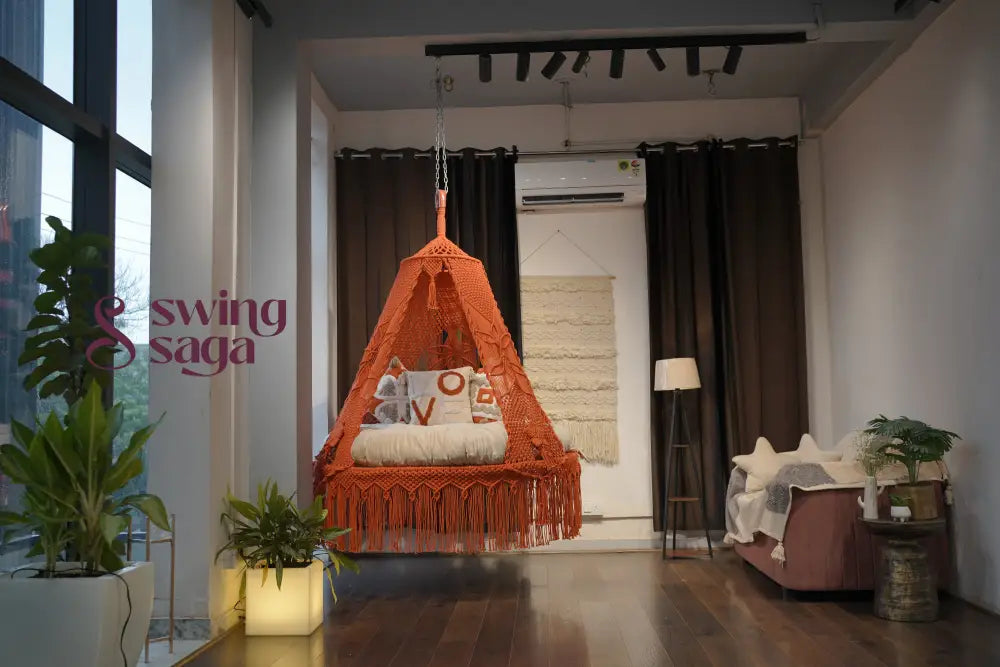 Happy macrame hanging swing 60 Inches / Rust