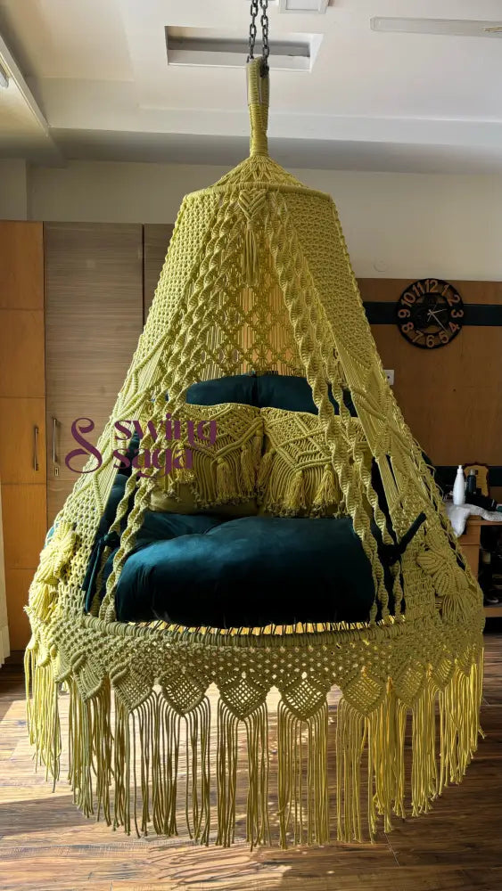 Lily Double seater swing hammock for adults 50 Inches / Yellow / Dark Green