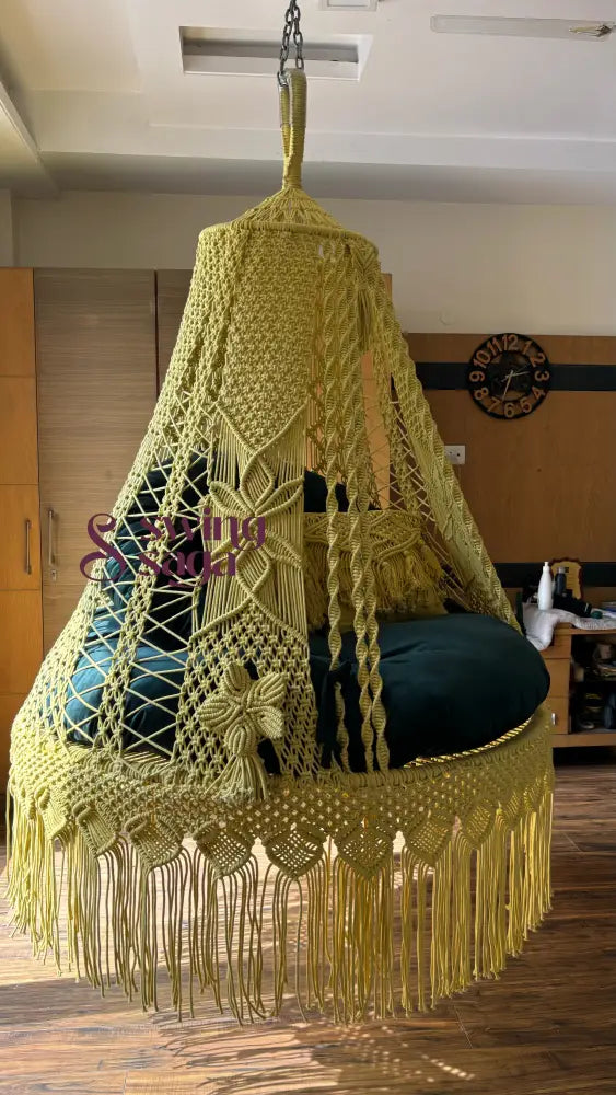 Lily Double seater swing hammock for adults 50 Inches / Yellow / Dark Green