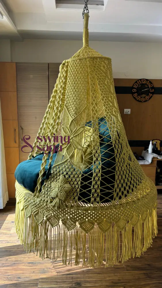 Lily Double seater swing hammock for adults 50 Inches / Yellow / Dark Green