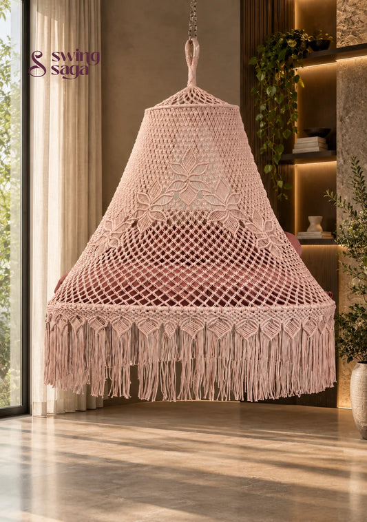 Lush Lux 65 Pink Cotton Macramé Bed Swing - 65 Inches / Lush Lux Pink / IN