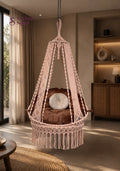 Macrame Bronzer hanging Chair Swing by swing saga - 40 Inches / Light Peach / IN