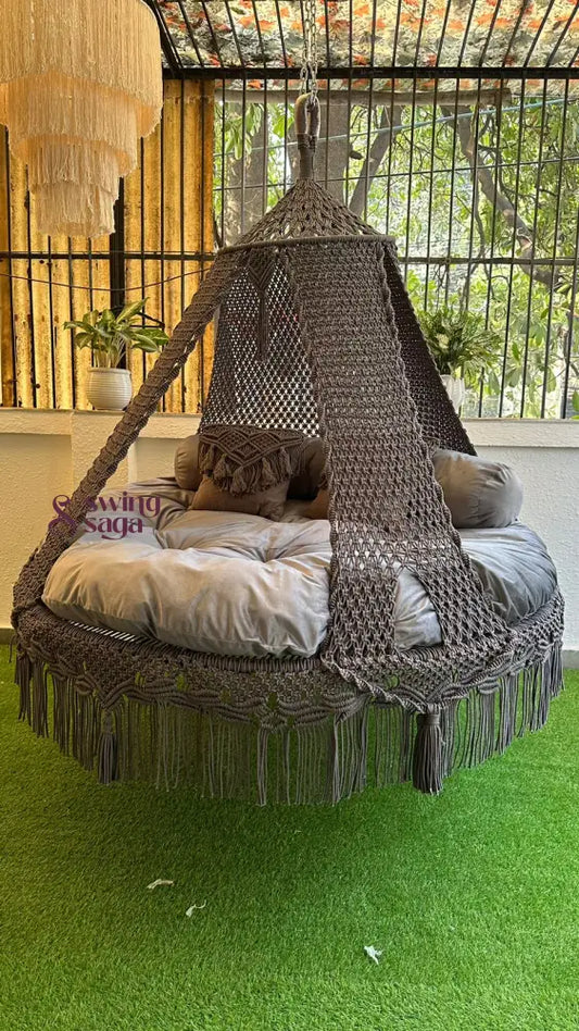 Dark Grey Macrame Bed Swing - Swing Saga