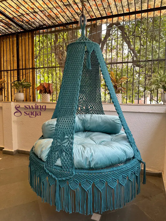 Teal Blue Double seater hanging chair - Swing Saga