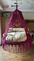 Magenta Pink Macrame Bed Swing - Swing Saga